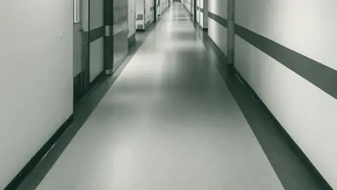 An empty hospital corridor